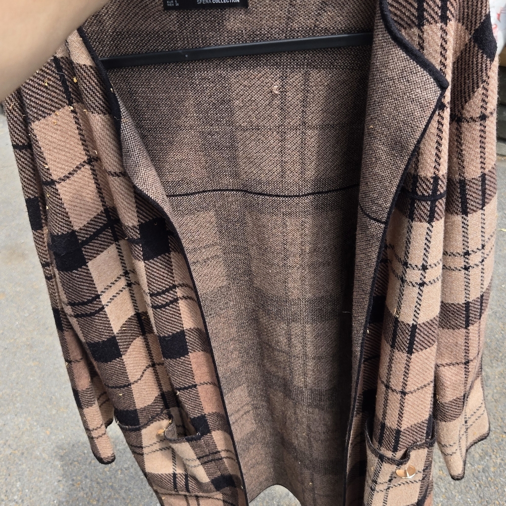 SFERRA Tan and Brown Blazer with Classic Plaid Design